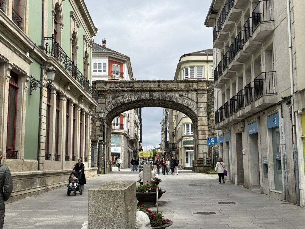 Lugo buildings with Roman wall.