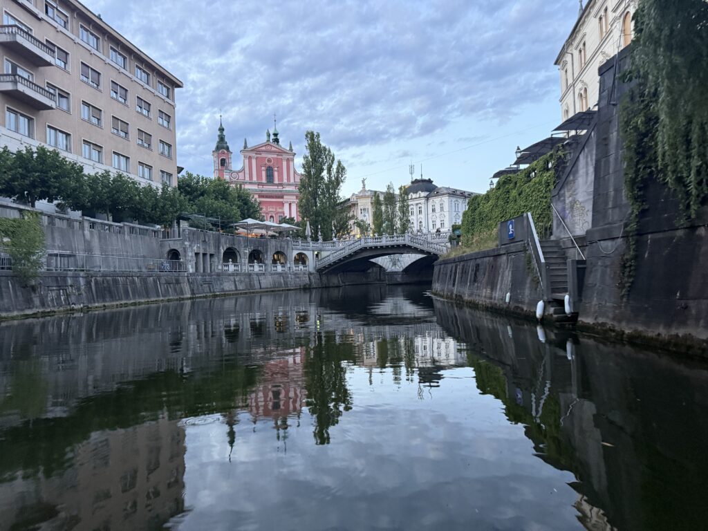 city view from the point of view of a boat