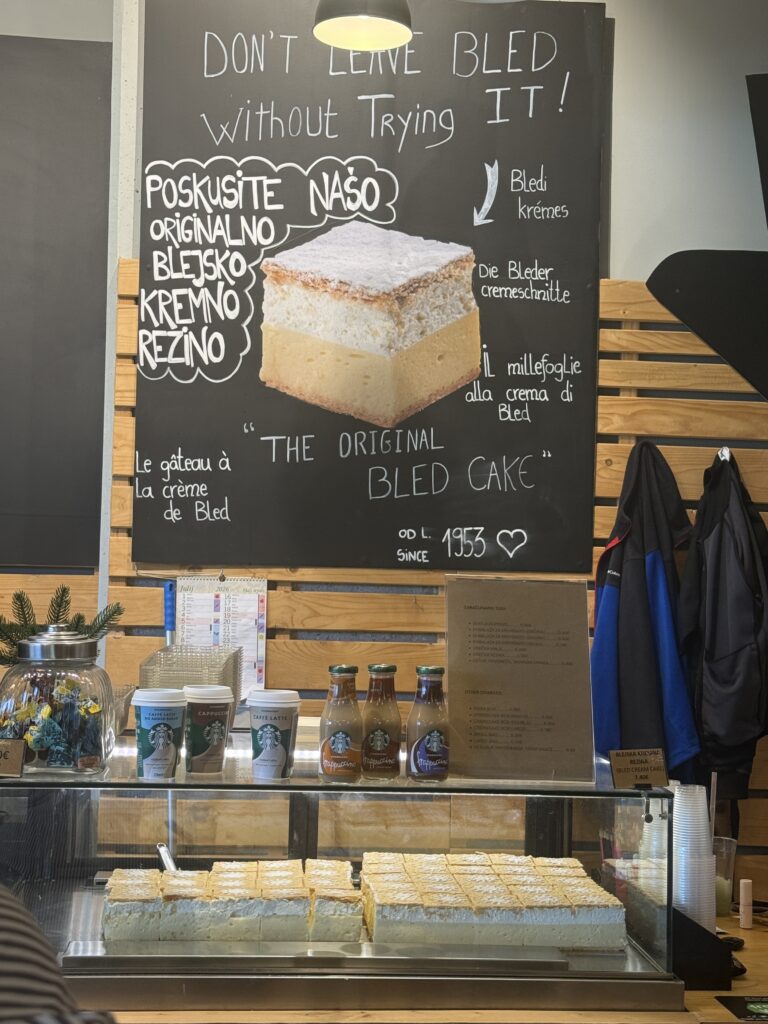 chalk board advertising cake