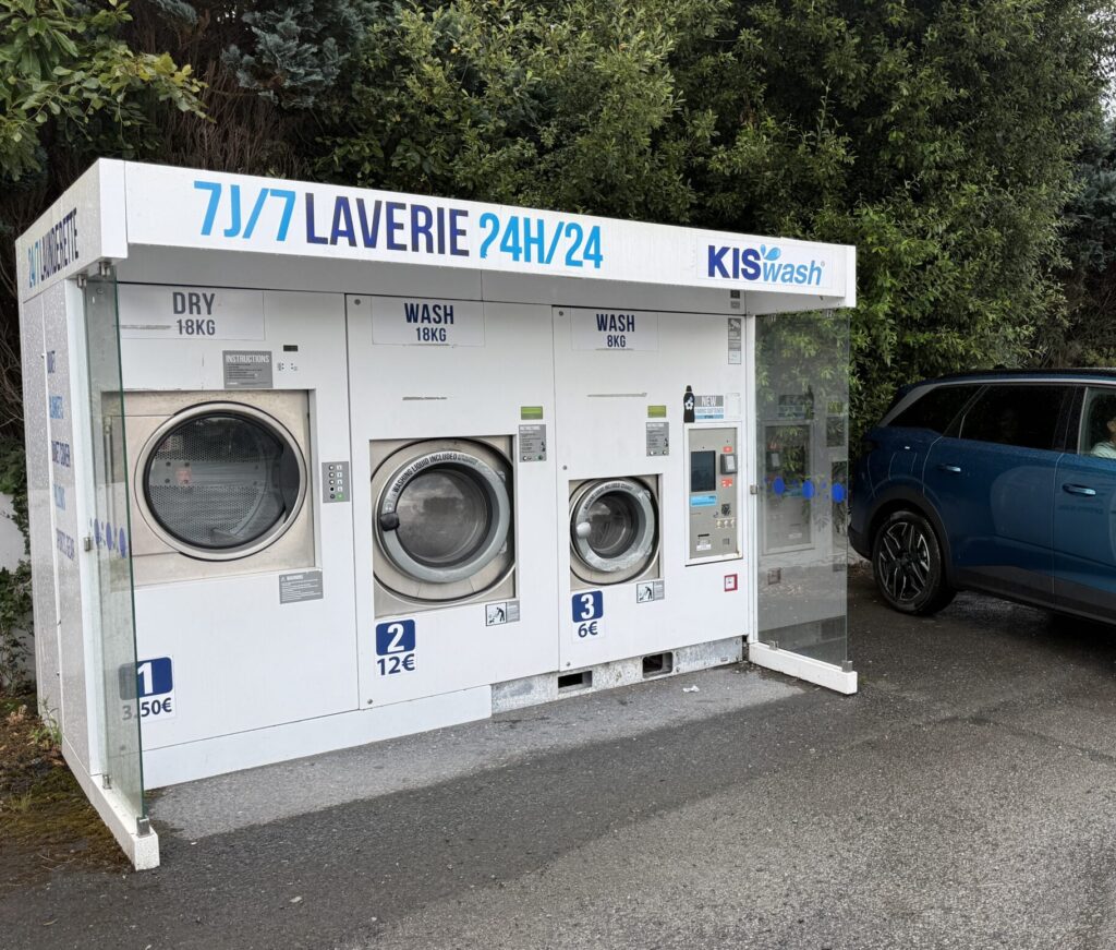 washing machines in a parking spot