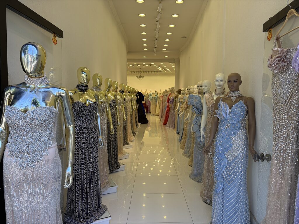 formal dresses in shop