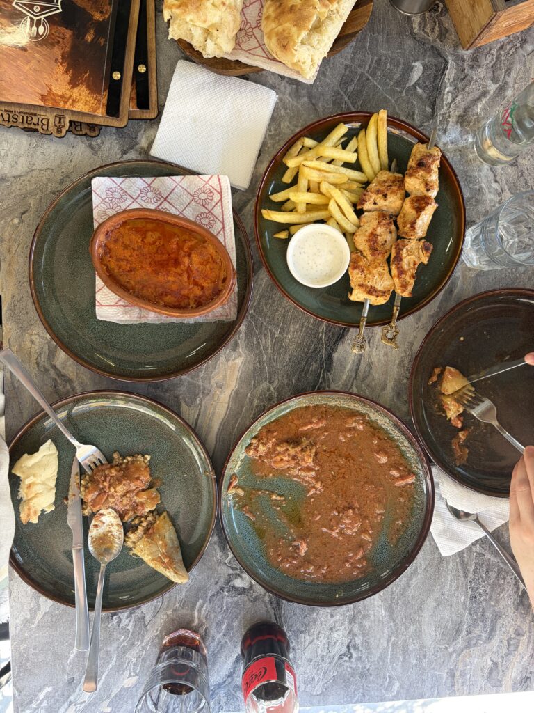 four different dishes of food on plates