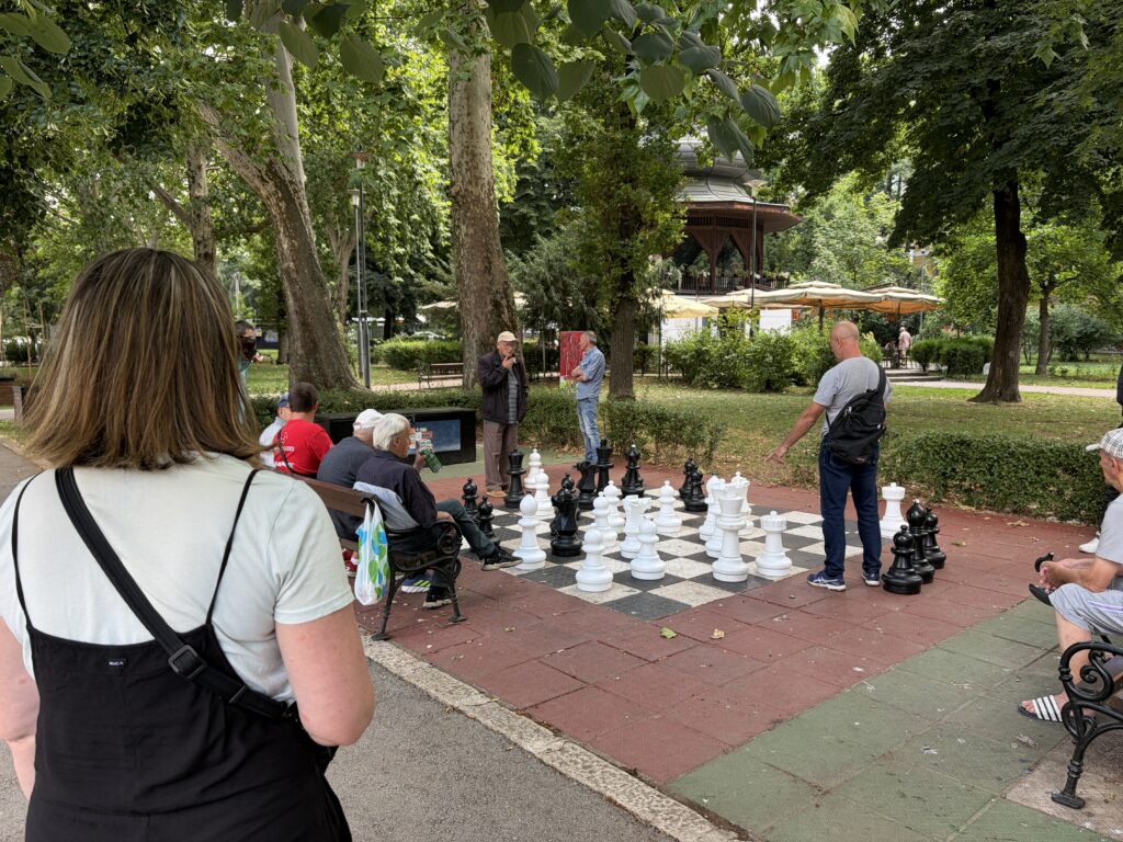 men playing giant chess