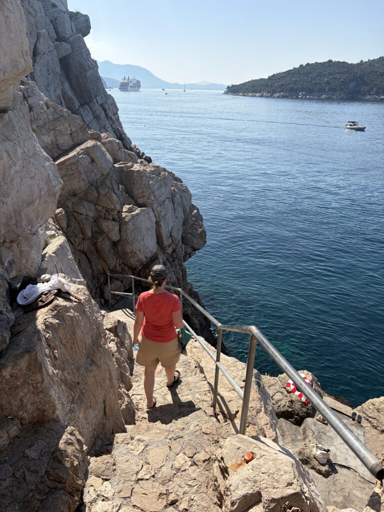 walking down stairs to the Sea