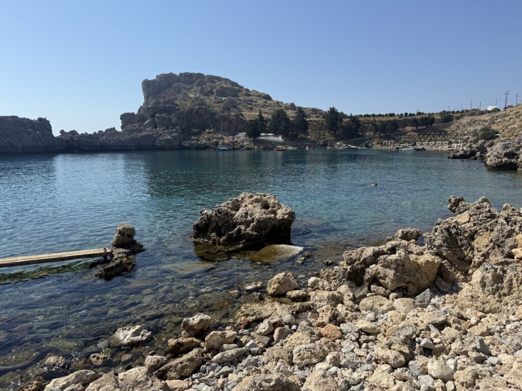 bay with blue sea and rocks