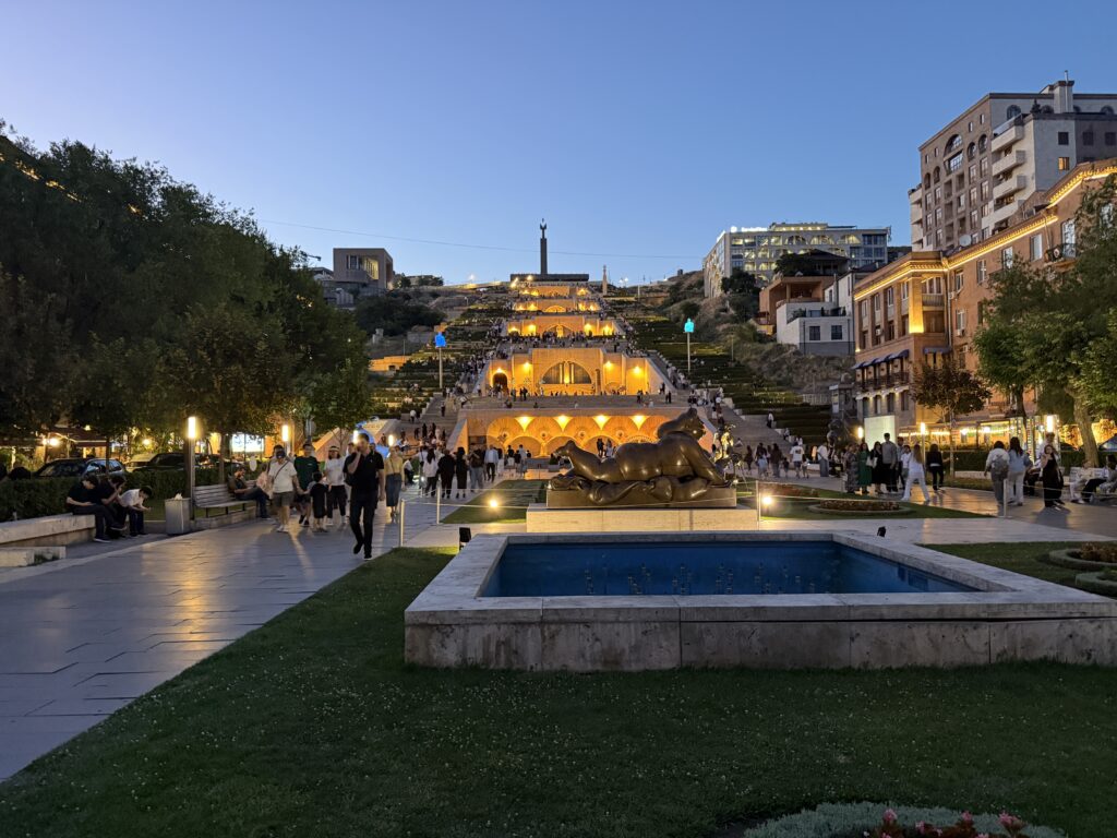 lit up terraced outdoor park 