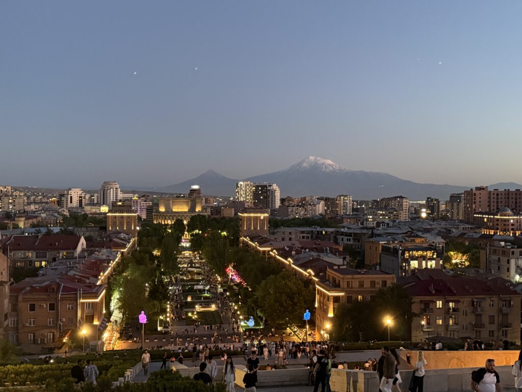city view at dusk
