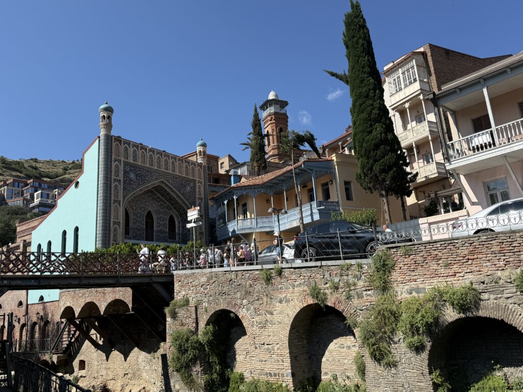 Ornately decorated blue arabic building
