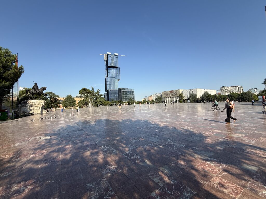 large square in a city with marble squares