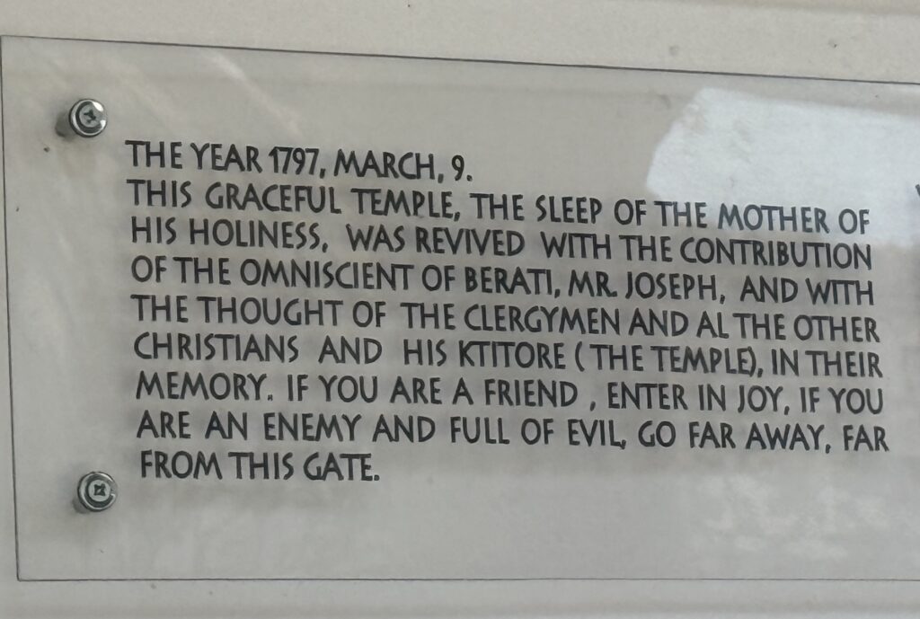 Plaque on church.