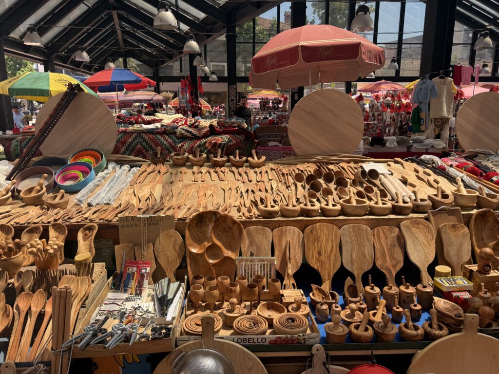 Table selling wood spoons