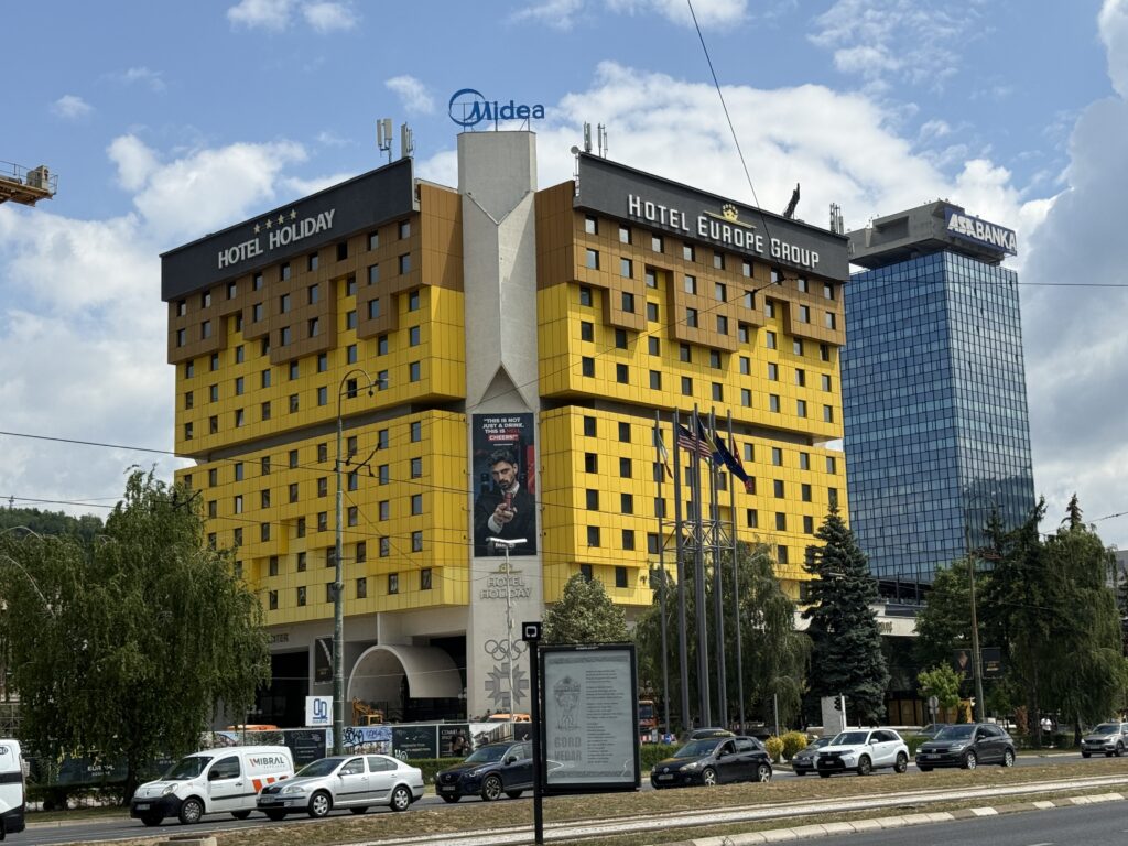 yellow hotel building