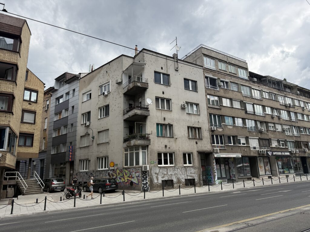 building with holes in it